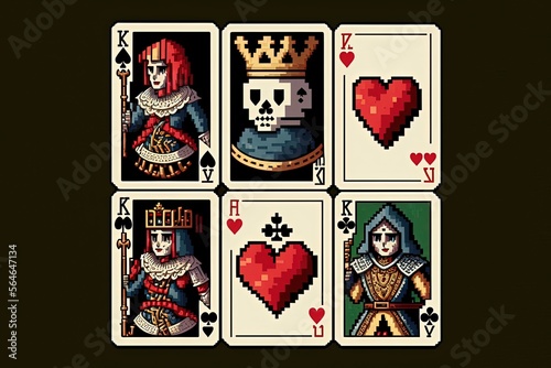 Pixel art playing cards  item in retro style for 8 bit game  Generative AI