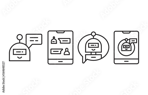 chat bot icons set vector illustration