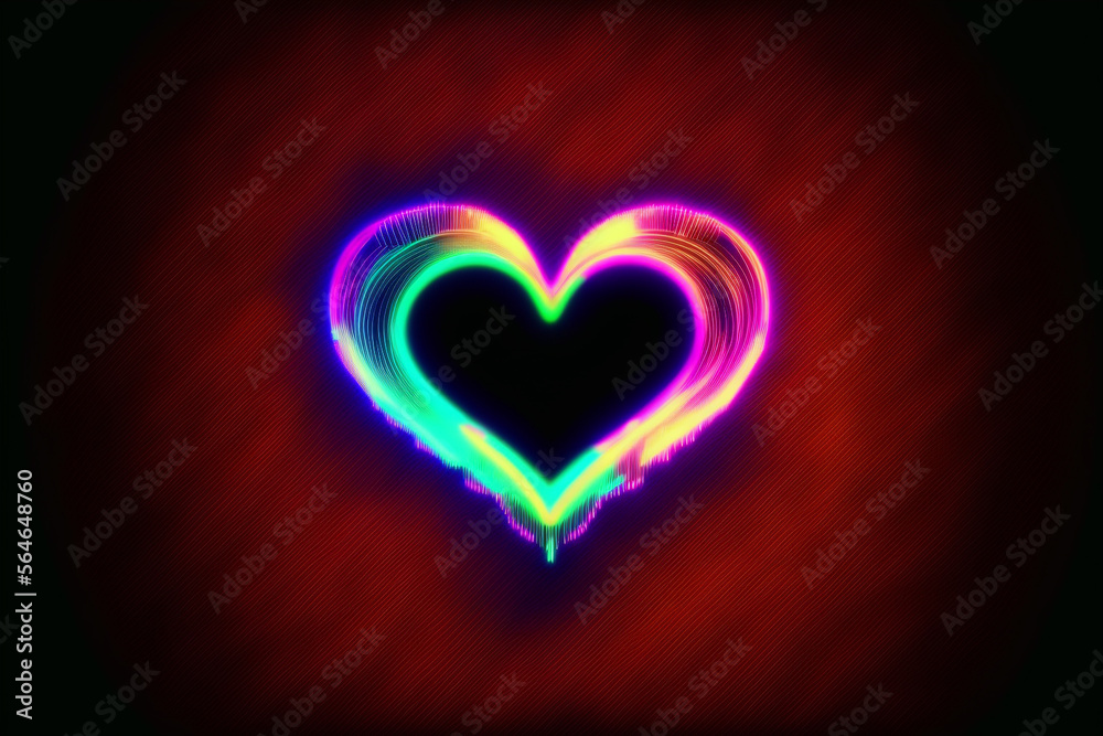 Love heart vibrant color background Generative AI