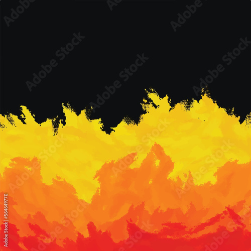 Abstract fire color yellow orange and red vector background isolated on square black template for social media post, scarf print, textile and paper print, poster, brochure, wall backdrop,