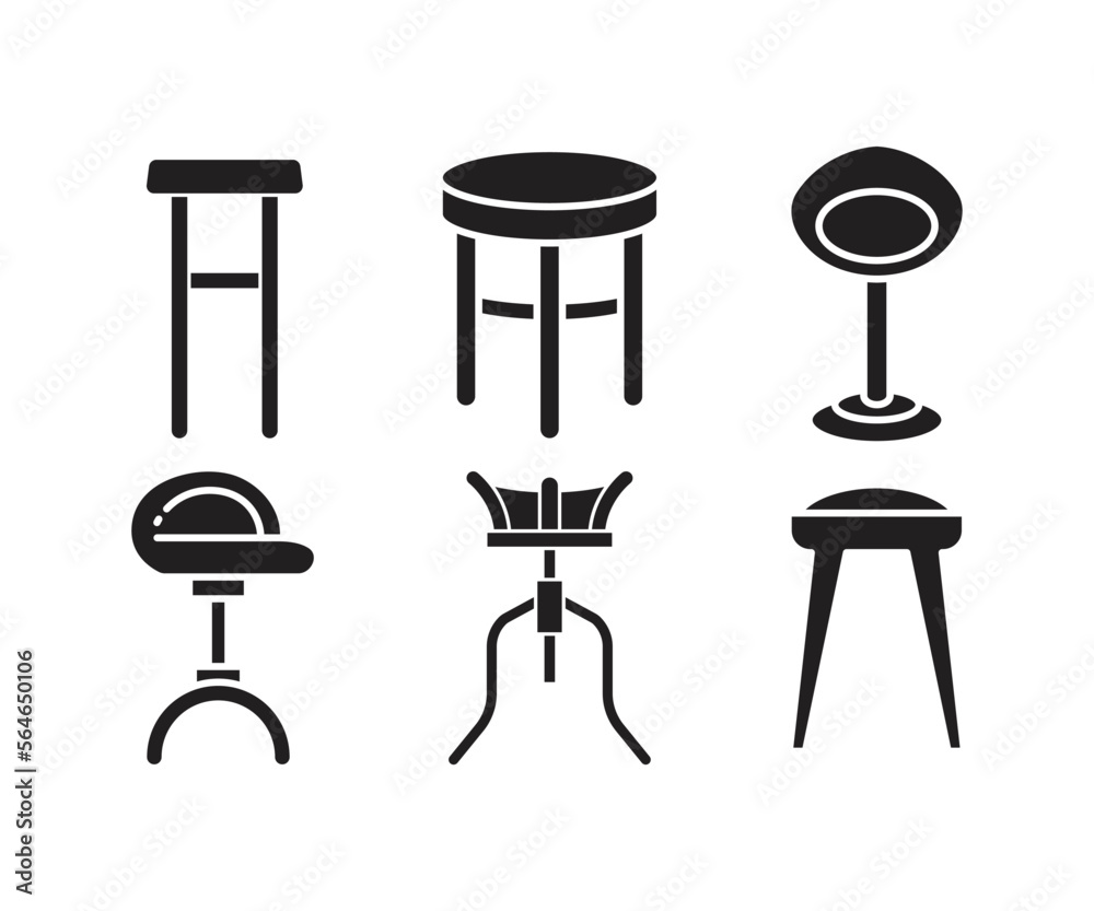 bar stool and chair icons set illustration bar stool and chair icons set illustration