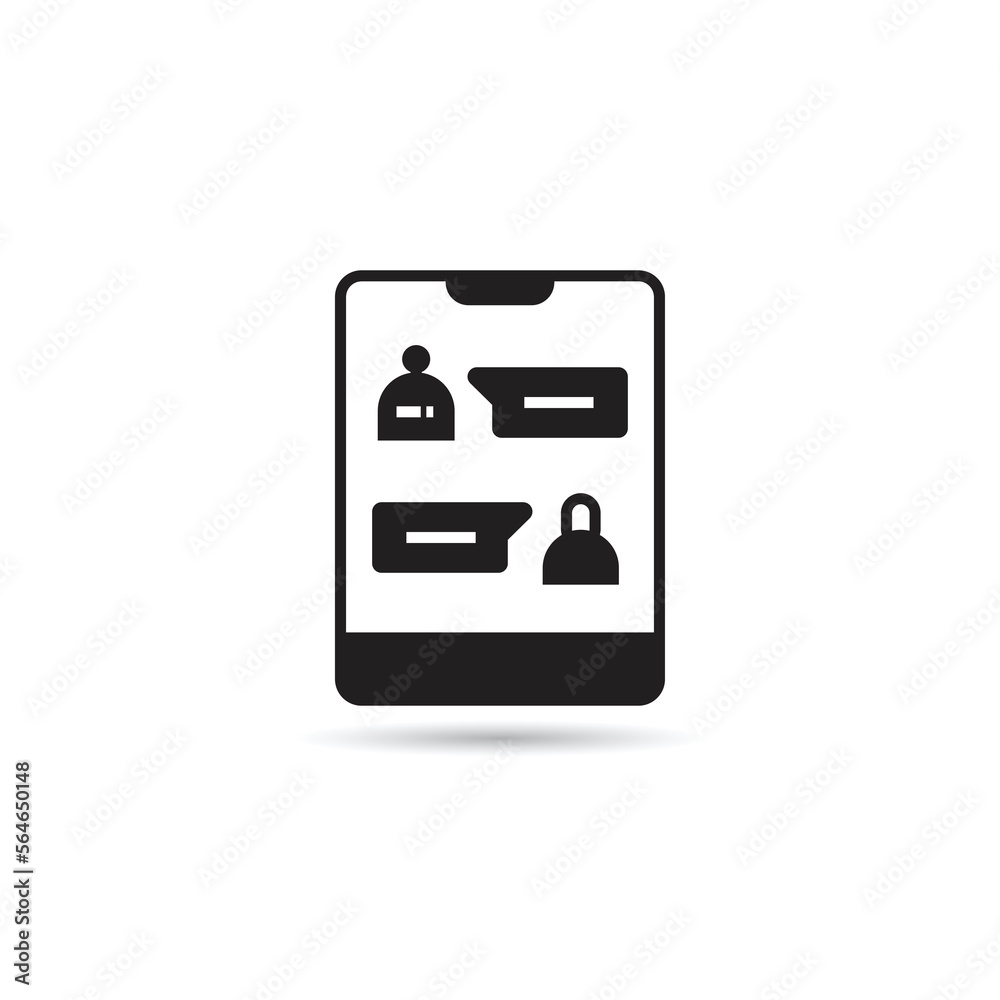 chat bot in smartphone icon on white background