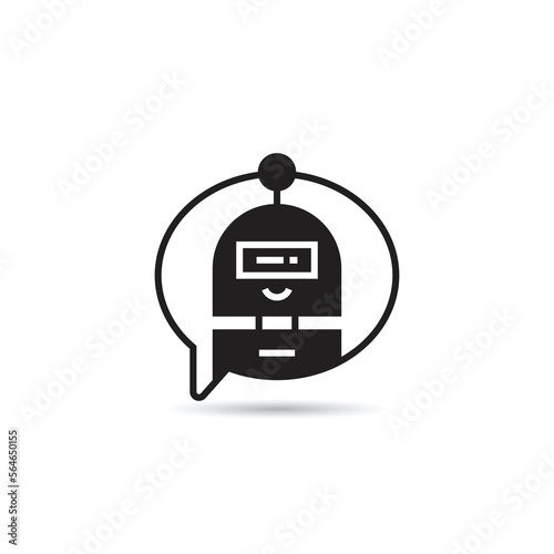 chat bot and speech bubble icon on white background