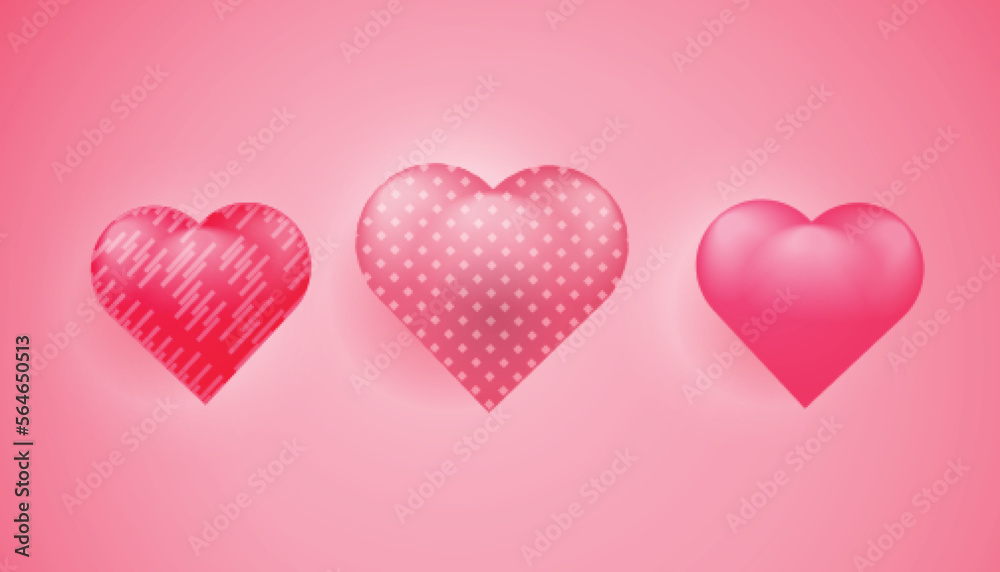 Love heart bundle on pink background