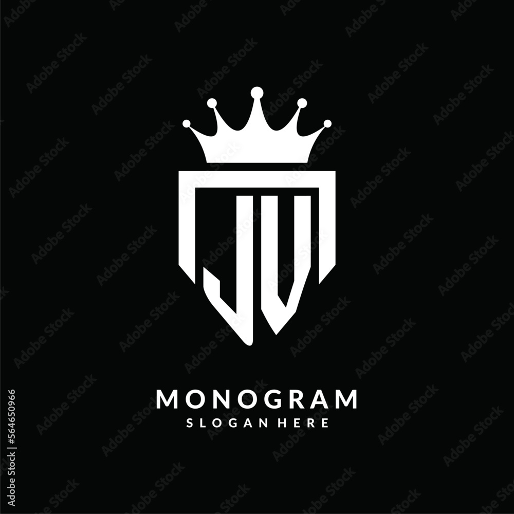 Letter JV logo monogram emblem style with crown shape design template ...