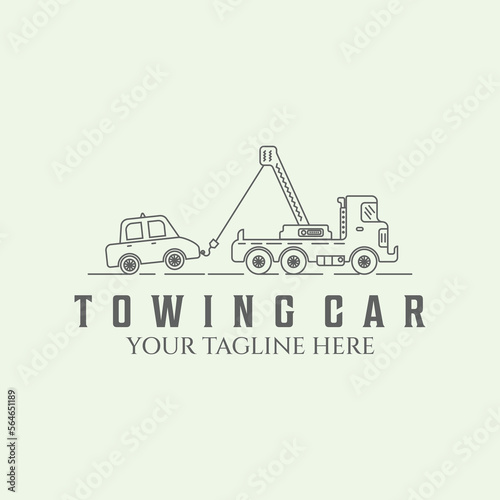 symbol towing car logo line art minimalist design illustration