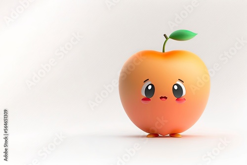 Cute peach isolated. Happy peach. Vector illustration of adorable cartoon peach isolated on white background. generative ai