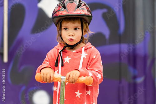 cute kid headshot in safety helmet