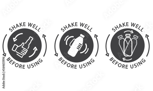 Bottle label - shake well before use, vector.