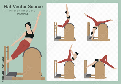 Pilates, fitness, hobby, exercise, women's illustration, illustration, diet.