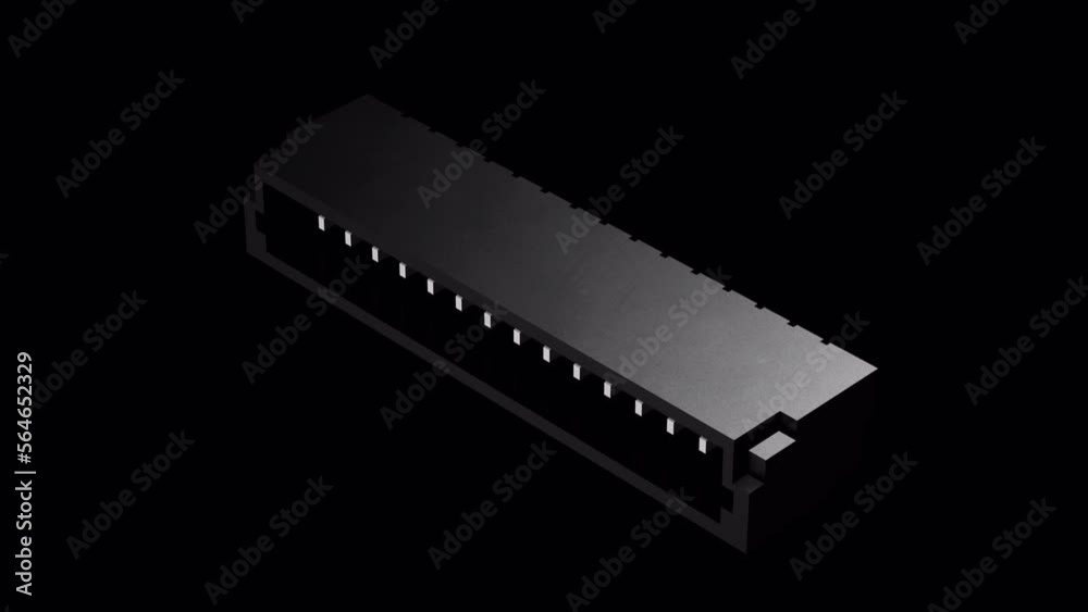 3d object rendering of 15 pin black terminal block connector 3d object rendering of 15 pin black terminal block connector
