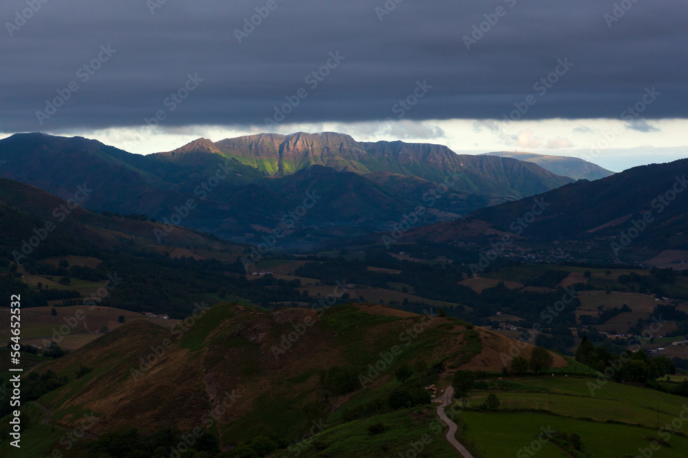 Panorama of beautiful high mountain landscape near the Spanish border. Pyrenees, Nouvelle-Aquitaine, France