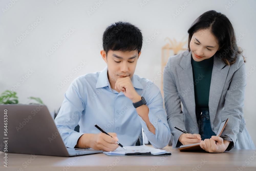 Business team present. professional investor working new start up project. Finance managers meeting.using laptop and chart in modern office. Business team present. professional investor working new start up project. Finance managers meeting.using laptop and chart in modern office.