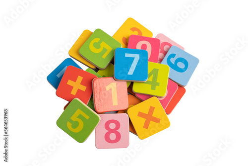 Math number colorful on white background with clipping path  education study mathematics learning teach concept.