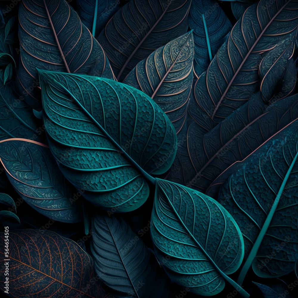 Obraz premium Luxury leaf texture. Closeup view of fantasy leaves.