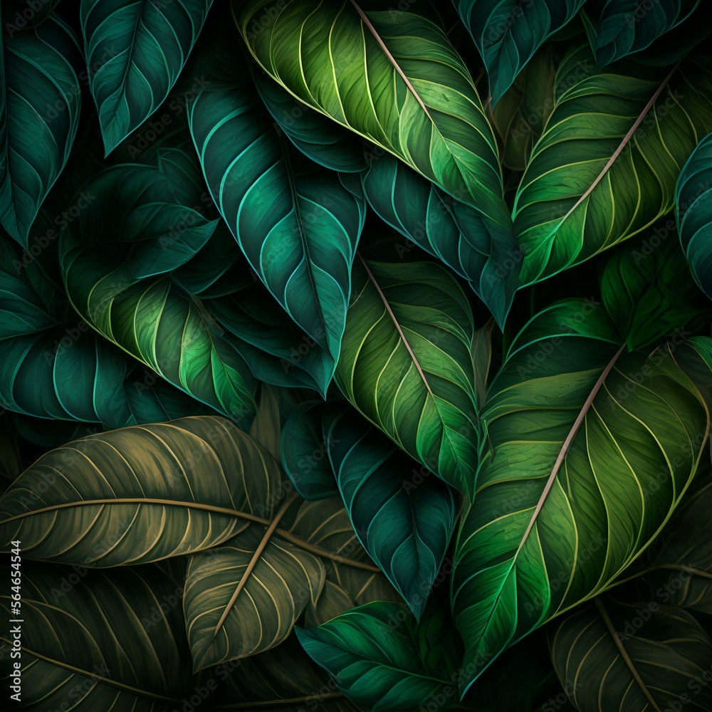 Fototapeta premium Luxury leaf texture. Closeup view of fantasy leaves.