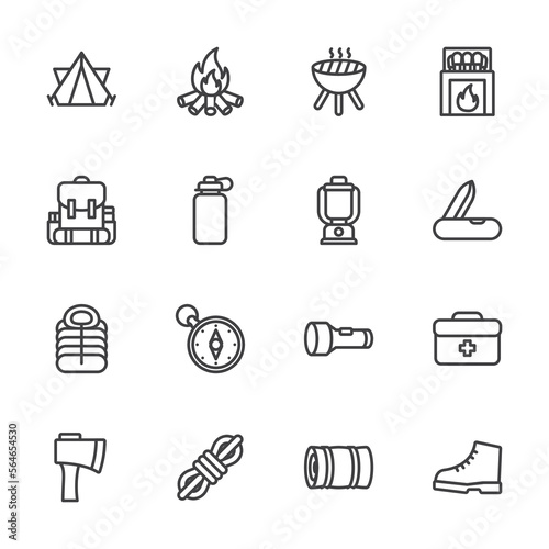 camping equipment icon, vector icon sets.