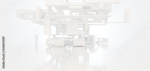 Obraz na płótnie Luxury white abstract architectural minimalistic background. Contemporary showroom. Modern exhibition stand. Empty gallery. Backlight. Polygonal Graphic Design. 3D illustration and rendering. w salonie