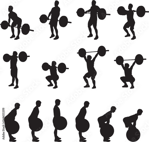 Set of olympic weightlifting silhouettes