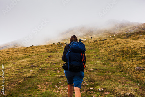 Pilgrim along the Camino de Santiago, French Pyrenees