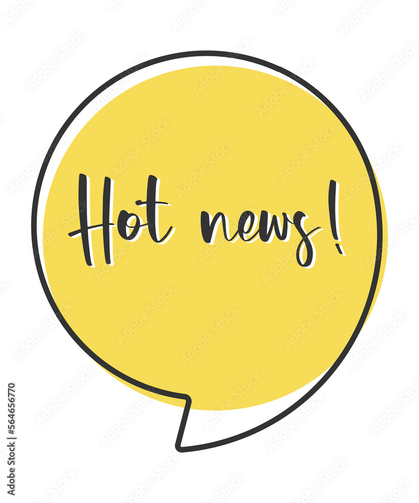 Hot news comic speech bubble in pop art style. Comic speech. Dialog window. Yellow banner for sale. Hot news comic speech bubble in pop art style. Comic speech. Dialog window. Yellow banner for sale.