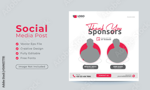 Sponsor seminar social media instagram post web banner template