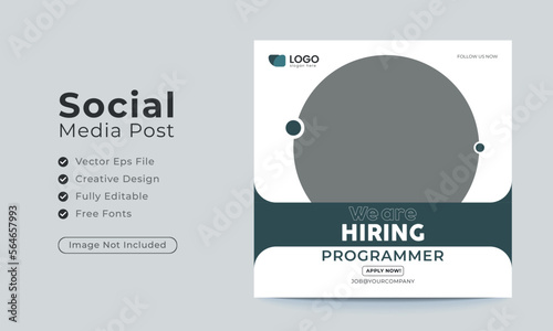 We are hiring job vacancy social media post or square web banner template design