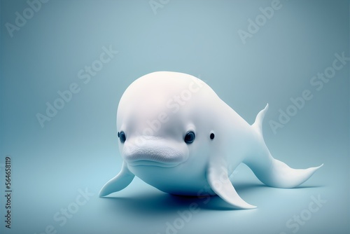 Fotobehang Cute beluga whale puppy, white whale. Generative AI.