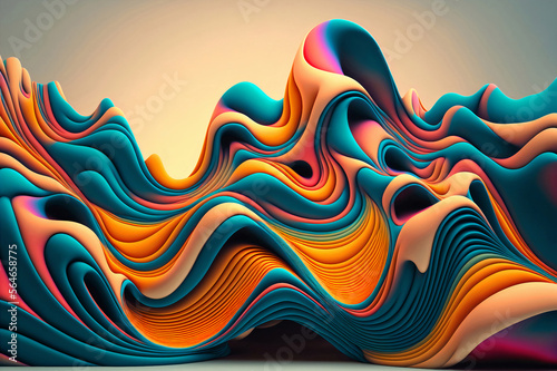 Fotografia Background of waves of bright colors and overlapping lines - 3D rendering
