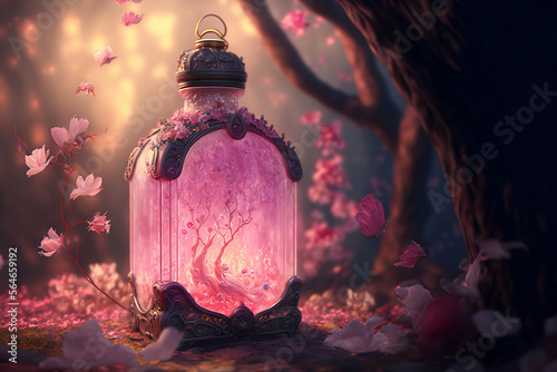 love elixir in a beautiful red bottle close-up