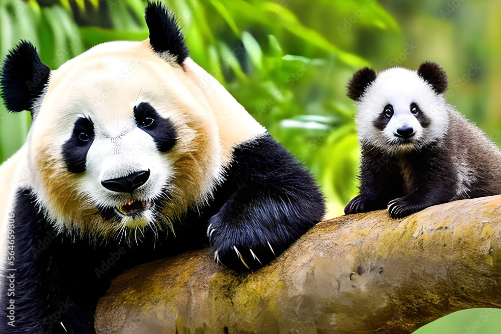 Obraz premium giant and baby panda bear