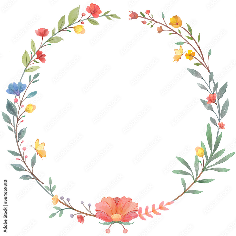 custom made wallpaper toronto digitalHand drawn watercolor gentle floral wreath, Cute hand drawn floral wreath watercolor clipart transparent png