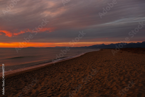 Beautiful sunset over the sea. Evening seascape, natural background.