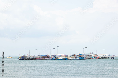 Large commercial ships transport goods in Pattaya, Chonburi. © athinat