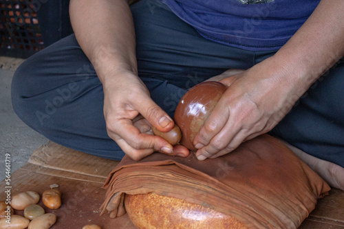 Pottery making process in Muang Kung Village, Chiang Mai Province