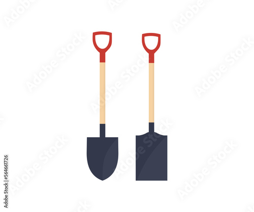 Shovel tool set. Steel shovel tool. Work gardening, agriculture garden, spade equipment, dig farm logo design. The concept of digging. Farming spade. Shovel for digging and construction vector design 