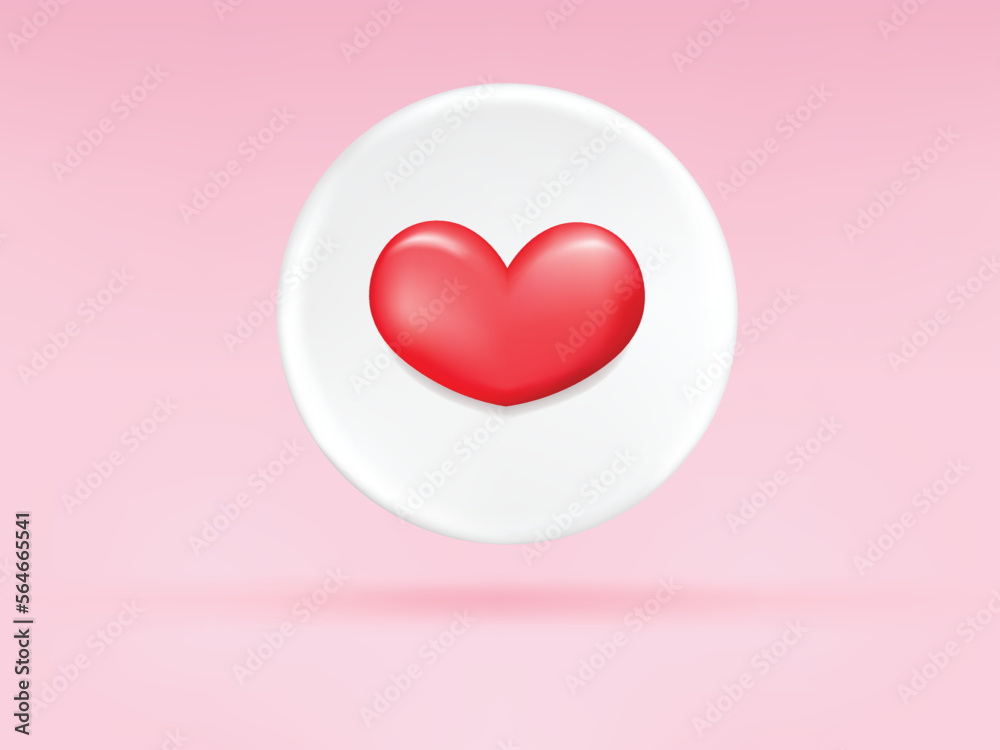 red botton with red heart icon design. Happy Valentine's day. Romantic Symbol of Love. vector illustration