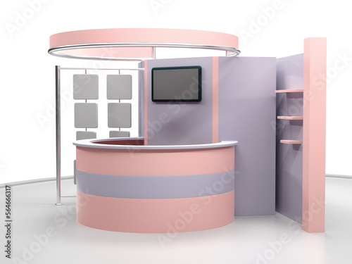 Booth 3d Mockup, Retail Trade Stand, Advertising POS POI Promotion counter, 3D rendering