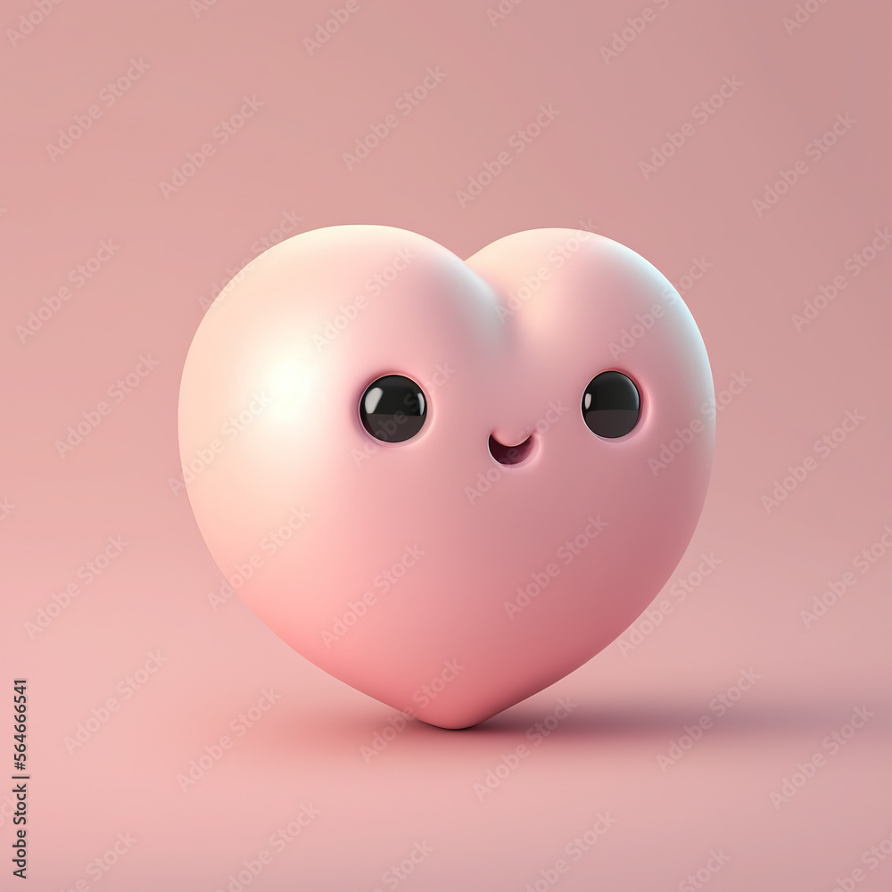 cute heart character on a pink background. Generative AI cute heart character on a pink background. Generative AI