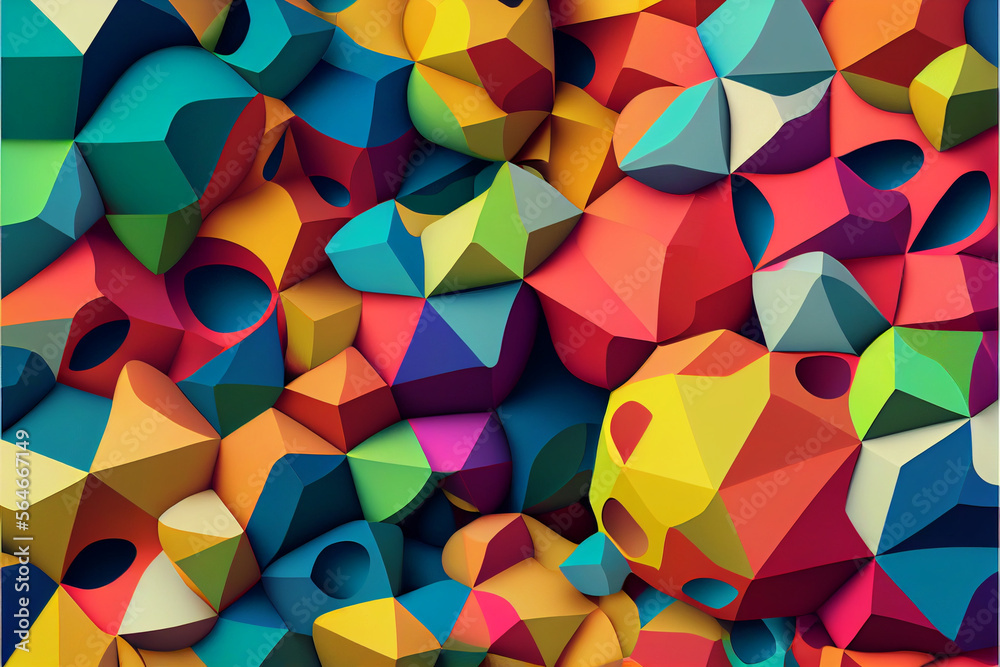 Abstract Delaunay Voronoi trianglify background. Generative AI