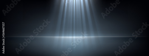 Dark wall and floor with light beam abstract background illustration