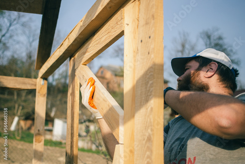 carpenter at work on the outside