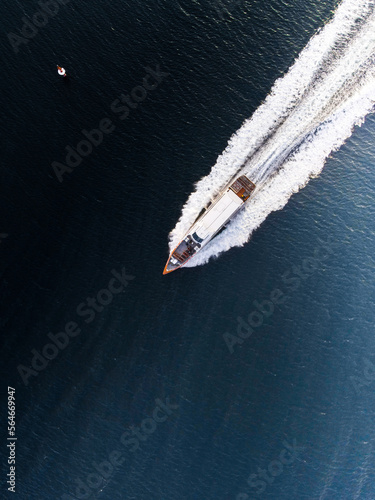 Rotnest Island Ferry underway from above on calm morning. photo