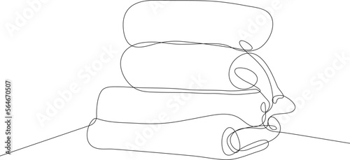 Continuous one line drawing stacked folded clothes. Clothing concept. Single line draw design vector graphic illustration.