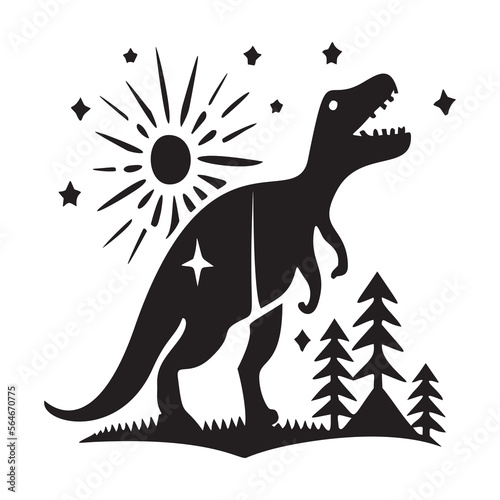 Cute dinosaur vector motif for kids. Hand drawn childlish paleo reptile illustration for quirky art. 