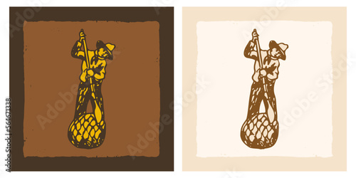 A jimador or worker who harvests the agave sketch