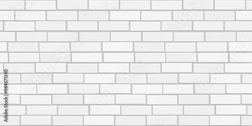 Seamless smooth subtle white embossed plastic, ceramic, porcelain or marble brick wall background texture. Abstract elegant geometric grayscale displacement, bump or height map. 3D rendering.