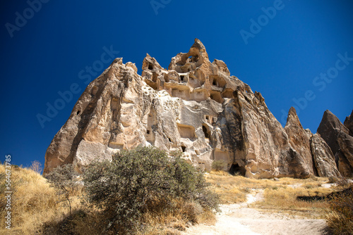 Beautiful panoramic view of rocks in Cappadocia, Turkey 