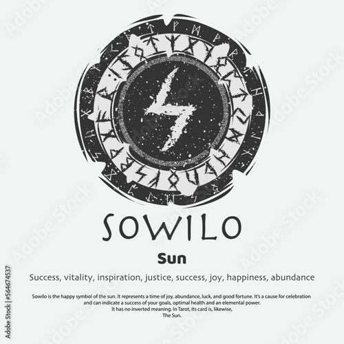 Viking Sowilo rune dark circle shield