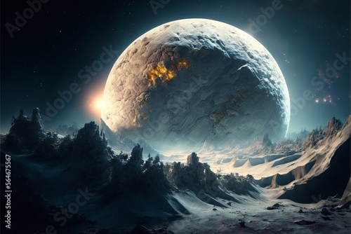 Biggest moon seen from the earth AI Generative
